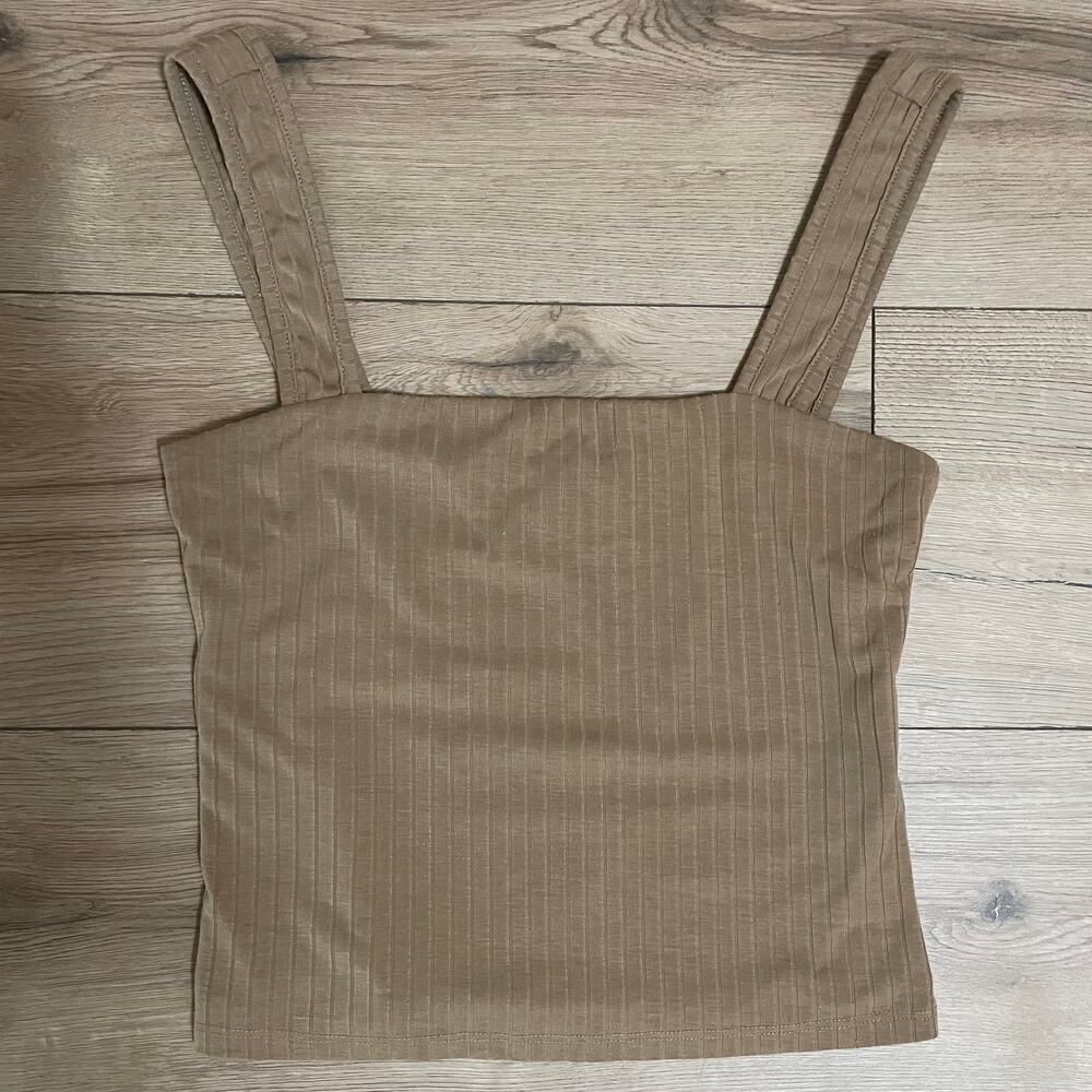 Lovers & Friends Sol Top Small Taupe Ribbed Lined